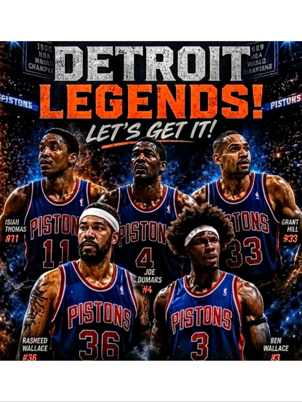 NEW!💯 DETROIT PISTONS 8.5x11 ULTRA PREMIUM GLOSSY SELF CREATED ART POSTER!